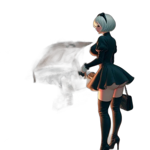 dress, weapon, robot, staff transparent PNG cut-out