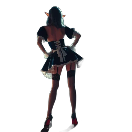 dress, robot, staff, 3d render transparent PNG cut-out