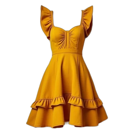 dress, golden, womens, mustard transparent PNG cut-out