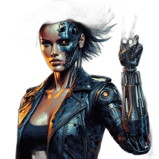 robot, jacket, cyberpunk, concept art transparent PNG cut-out