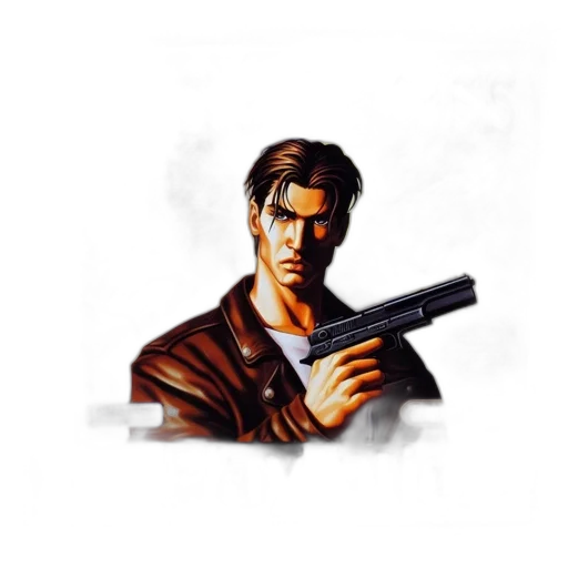 jacket, weapon, staff, face transparent PNG cut-out