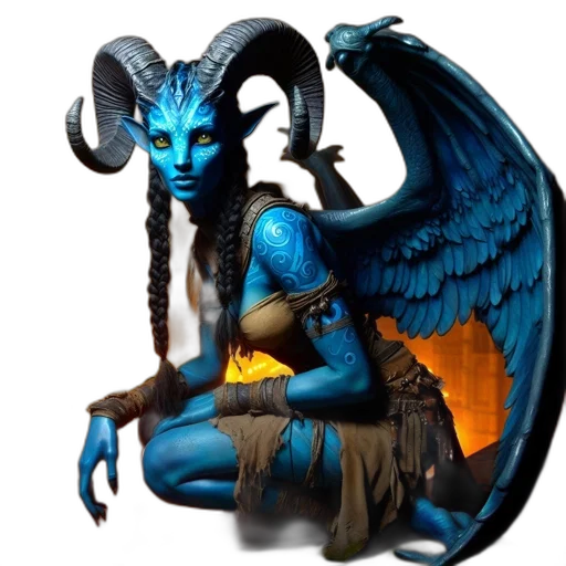 dragon, creature, mask, staff transparent PNG cut-out