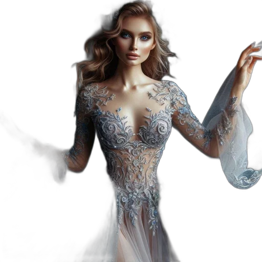 dress, jewelry, fantasy art, photorealistic transparent PNG cut-out