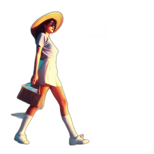dress, hat, staff, umbrella transparent PNG cut-out