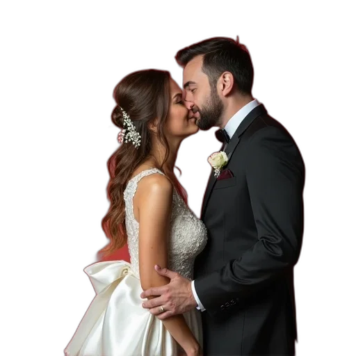 dress, couple, posing, photo transparent PNG cut-out