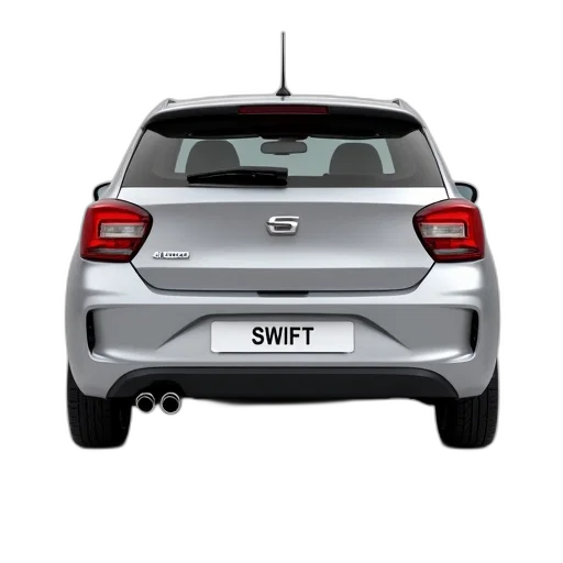 car, silver, hatchback, rear transparent PNG cut-out