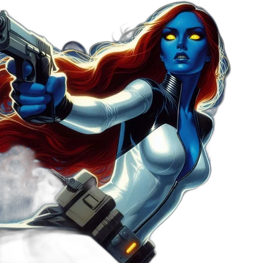 comic book art, concept art, fantasy art, blue-skinned transparent PNG cut-out