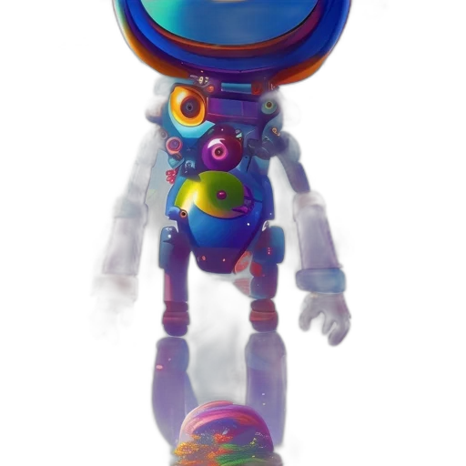 robot, staff, 3d render, concept art transparent PNG cut-out