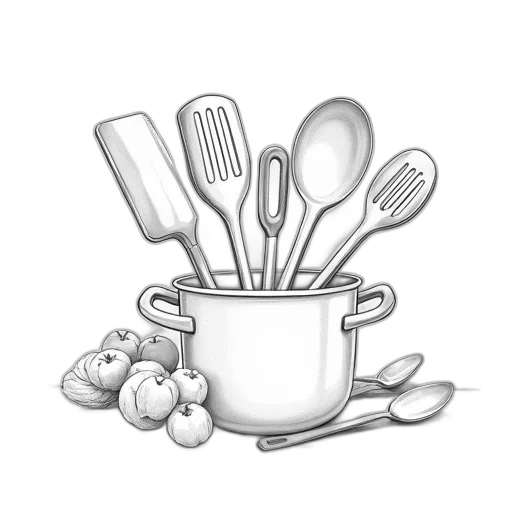 food, weapon, pencil sketch, photorealistic transparent PNG cut-out