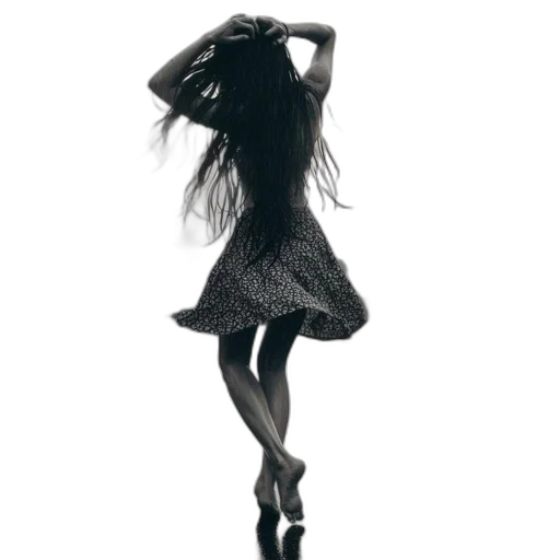 dress, hair, shoes, photorealistic transparent PNG cut-out
