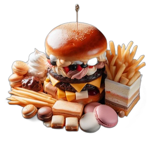 food, crown, 3d render, photorealistic transparent PNG cut-out