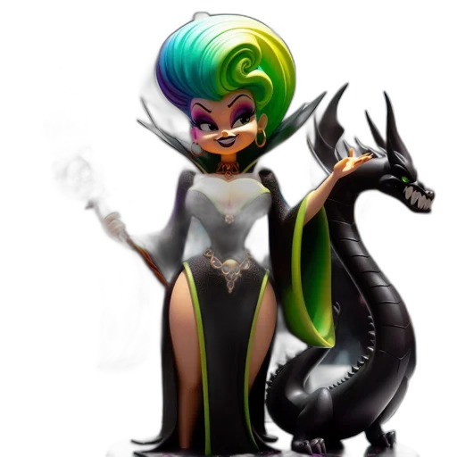 dragon, dress, creature, staff transparent PNG cut-out