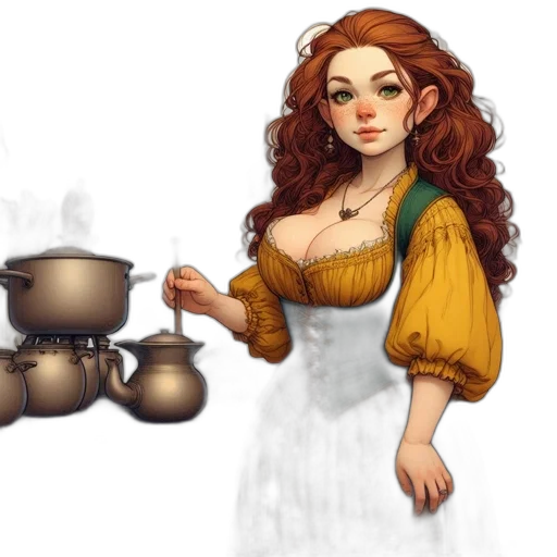dress, staff, fantasy art, concept art transparent PNG cut-out