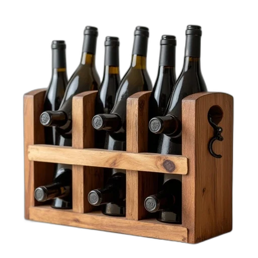 bottle, furniture, 3d render, wooden transparent PNG cut-out
