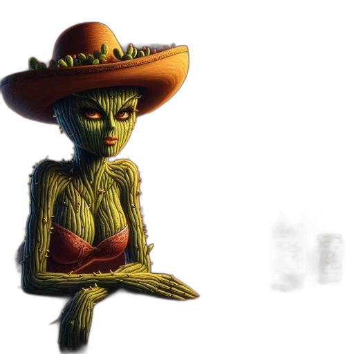 hat, creature, staff, dress transparent PNG cut-out