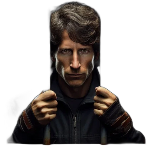jacket, face, staff, robot transparent PNG cut-out