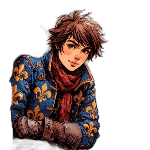 jacket, face, staff, pixel art transparent PNG cut-out