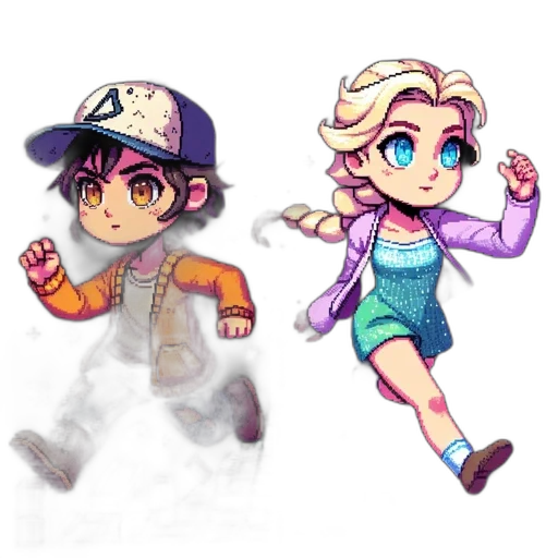 pixel art, concept art, watercolor, vaporwave transparent PNG cut-out
