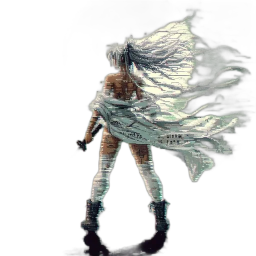 dress, hair, sword, creature transparent PNG cut-out