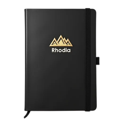 black, notebook, gold, embossed transparent PNG cut-out