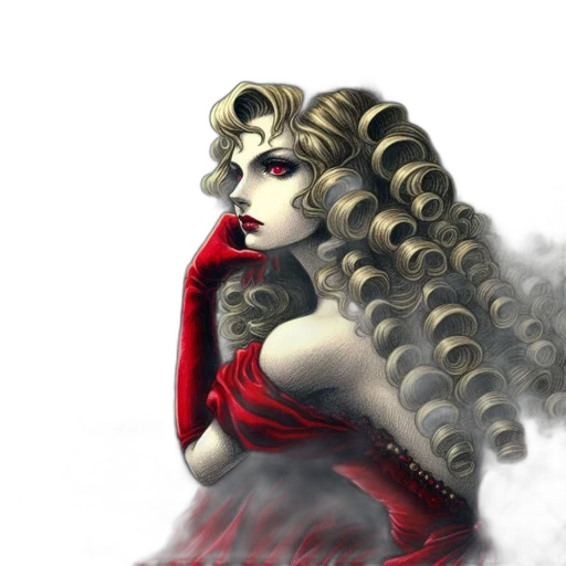 dress, hair, crown, fantasy art transparent PNG cut-out