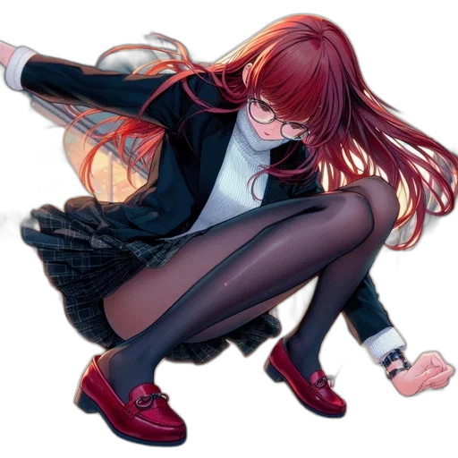 jacket, hair, shoes, dress transparent PNG cut-out