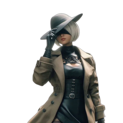 jacket, hat, weapon, staff transparent PNG cut-out