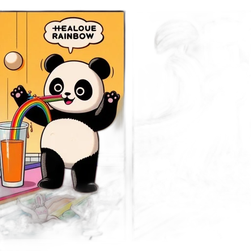concept art, panda, mixes, rainbow-colored transparent PNG cut-out