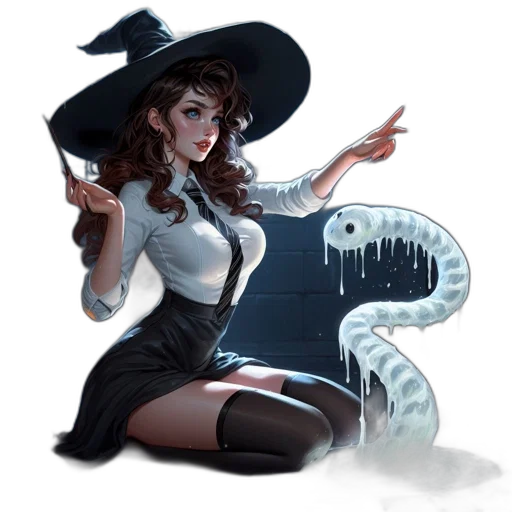 dress, hat, staff, umbrella transparent PNG cut-out