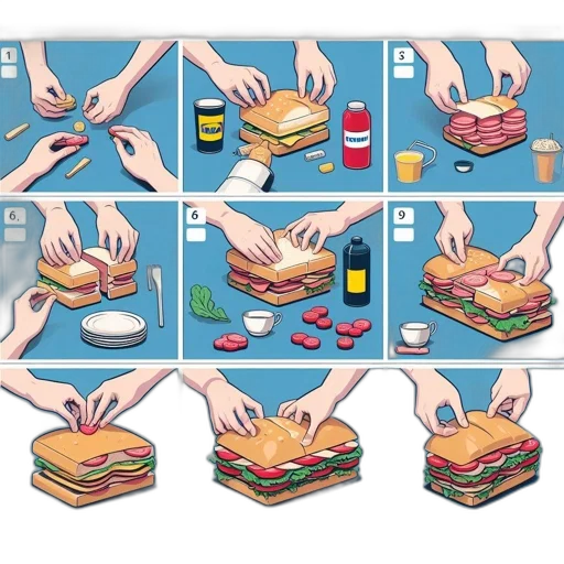 food, concept art, 8-panel, guide transparent PNG cut-out
