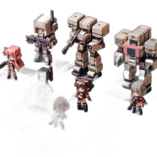 robot, concept art, 3d render, pixel art transparent PNG cut-out