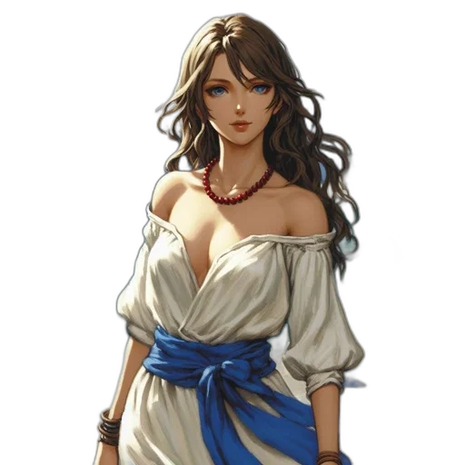 dress, jewelry, staff, fantasy art transparent PNG cut-out