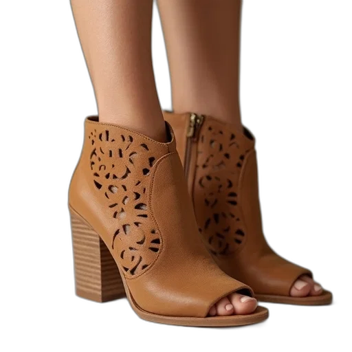 shoes, woman, wearing, tan transparent PNG cut-out