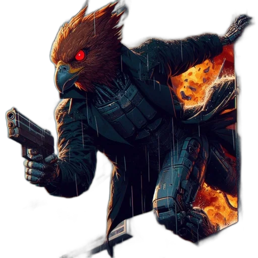 jacket, robot, concept art, comic book art transparent PNG cut-out