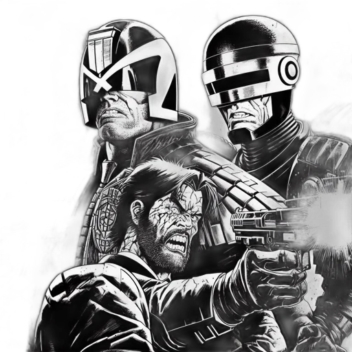 comic book art, concept art, cartoon, three transparent PNG cut-out