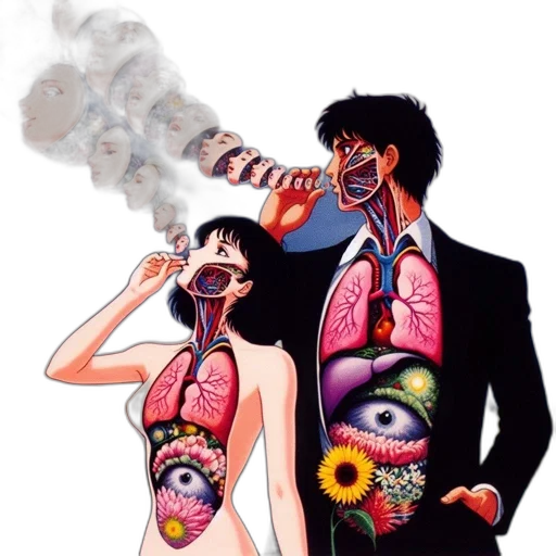 jacket, mask, vaporwave, concept art transparent PNG cut-out