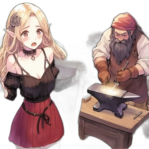 dress, staff, concept art, fantasy art transparent PNG cut-out