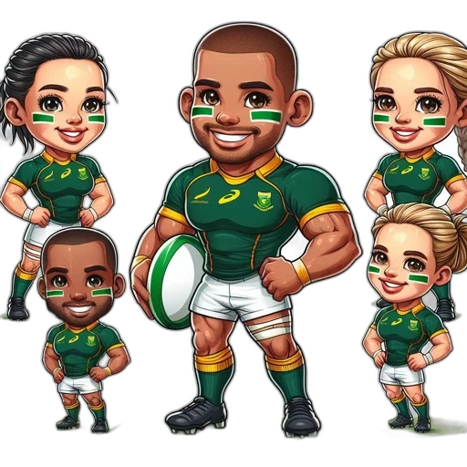 animated, group, rugby, players transparent PNG cut-out