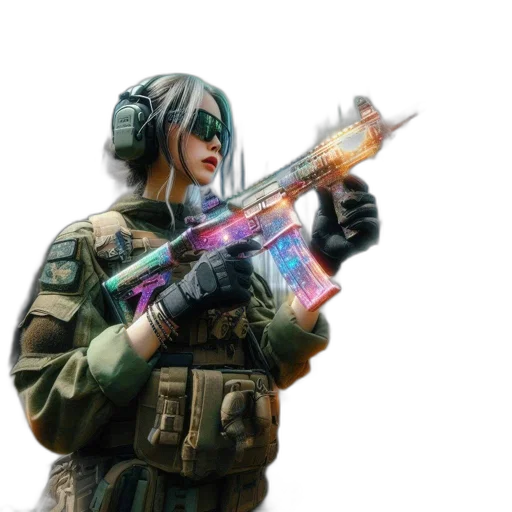 weapon, jacket, robot, cyberpunk transparent PNG cut-out
