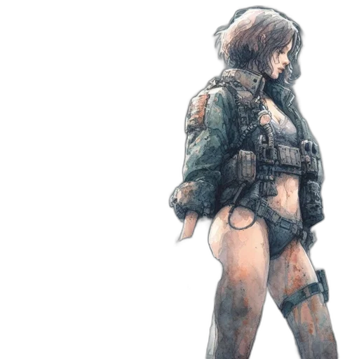 jacket, weapon, concept art, cyberpunk transparent PNG cut-out