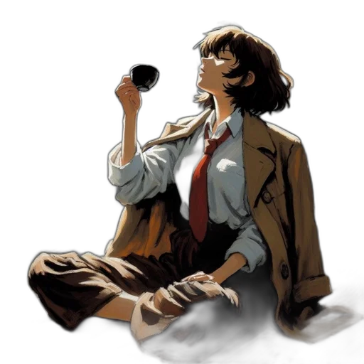 jacket, staff, umbrella, comic book art transparent PNG cut-out