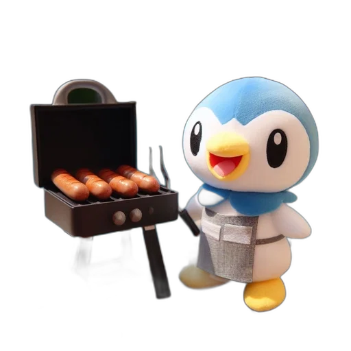 robot, food, 3d render, poolside transparent PNG cut-out