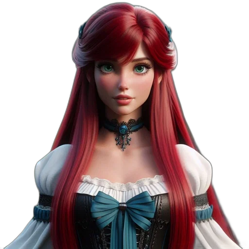 dress, face, 3d render, fantasy art transparent PNG cut-out