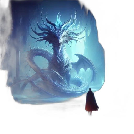 dragon, creature, crown, sword transparent PNG cut-out