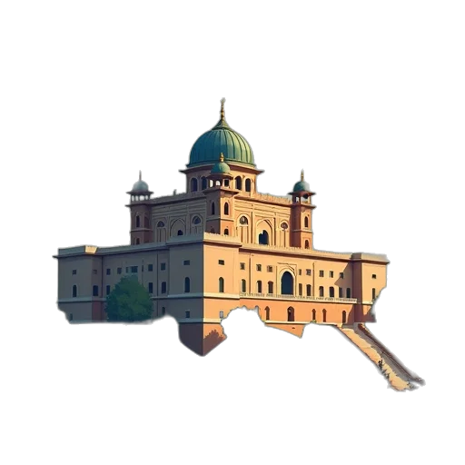 building, crown, staff, 3d render transparent PNG cut-out