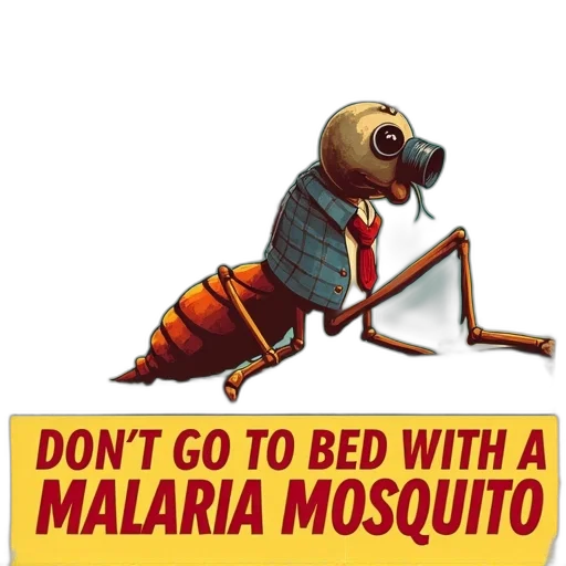 vintage-style, poster, cartoon, mosquito transparent PNG cut-out