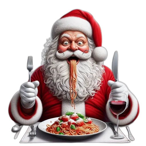 food, photorealistic, santa, claus transparent PNG cut-out