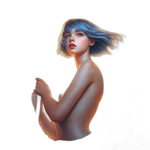 dress, creature, hair, face transparent PNG cut-out