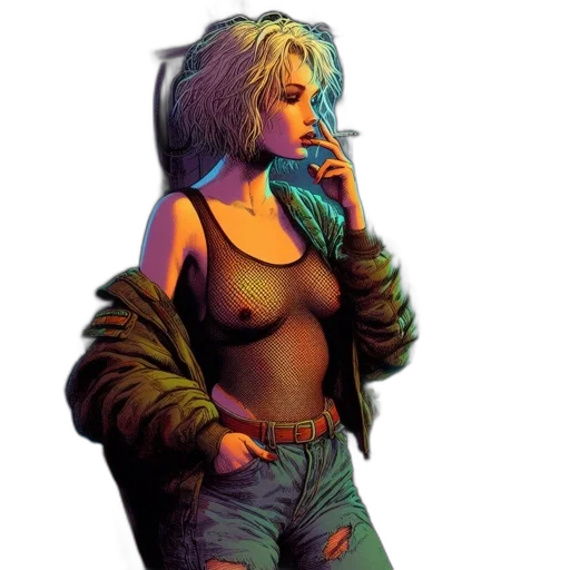 jacket, weapon, cyberpunk, vaporwave transparent PNG cut-out