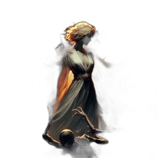 dress, staff, face, dragon transparent PNG cut-out